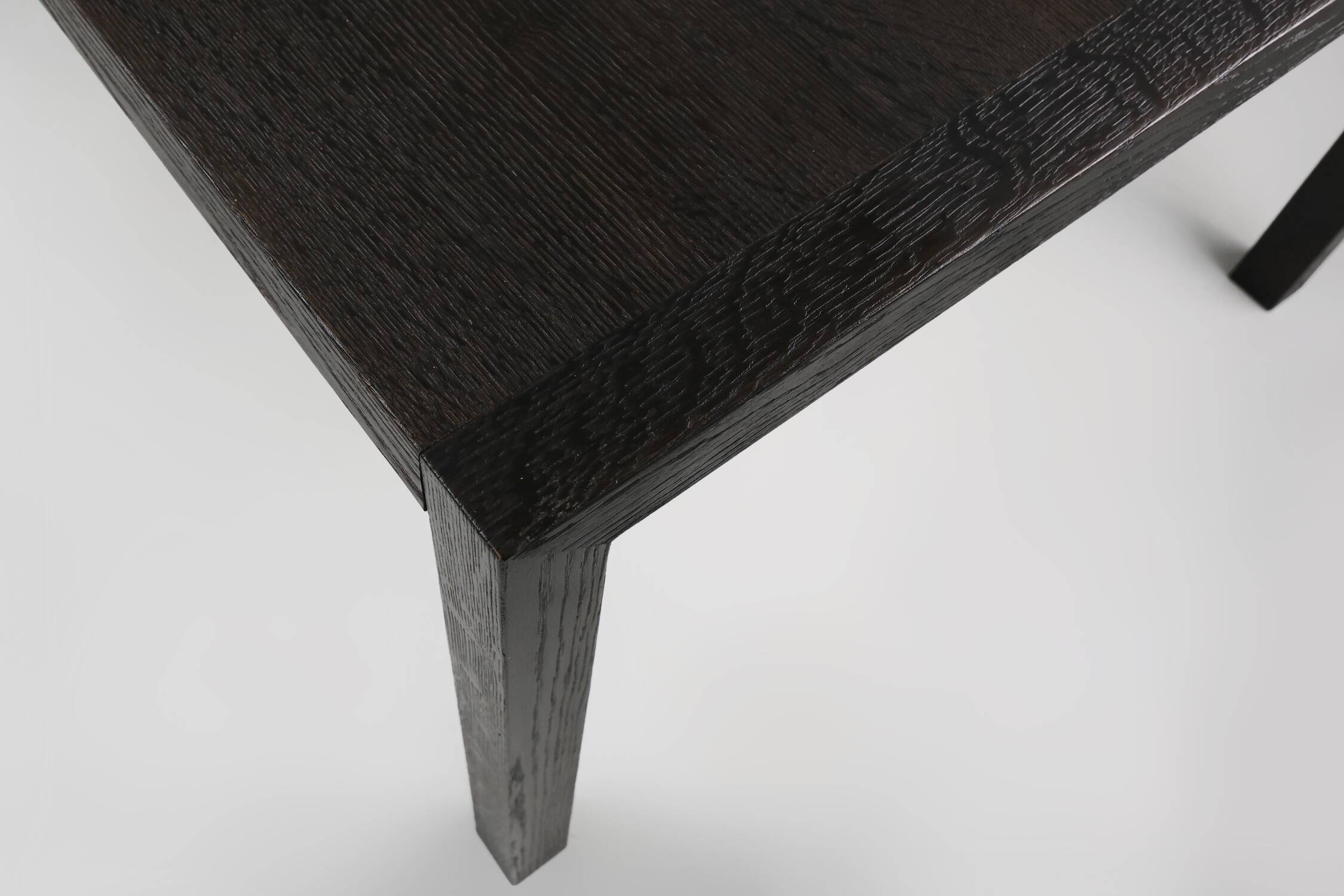 Large Vintage dinner table in blackened oak, Belgium ca. 1980