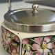 Bonbonnière art déco céramique décor floral – sucrier avec anse métal