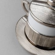 Blanc Porcelaine with Silver-Plated Lid Monopoli Italy 1950s Mid-Century Sugar Jam Bowl