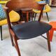 Danish bridge armchair in teak and black vinyl by Korup Stolefabrik circa 1