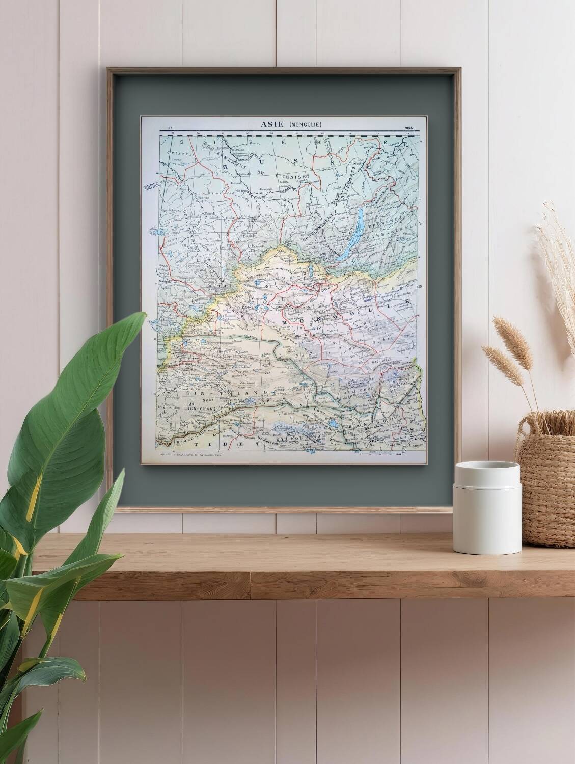 Mongolie, Asie. Planche géographique imprimée en 1900.