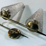 Applique double vintage • acier, laiton & verre • 1950