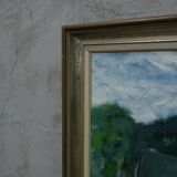 Kai christensen, scandinavian modern painting, 1960s, oil on canvas, framed