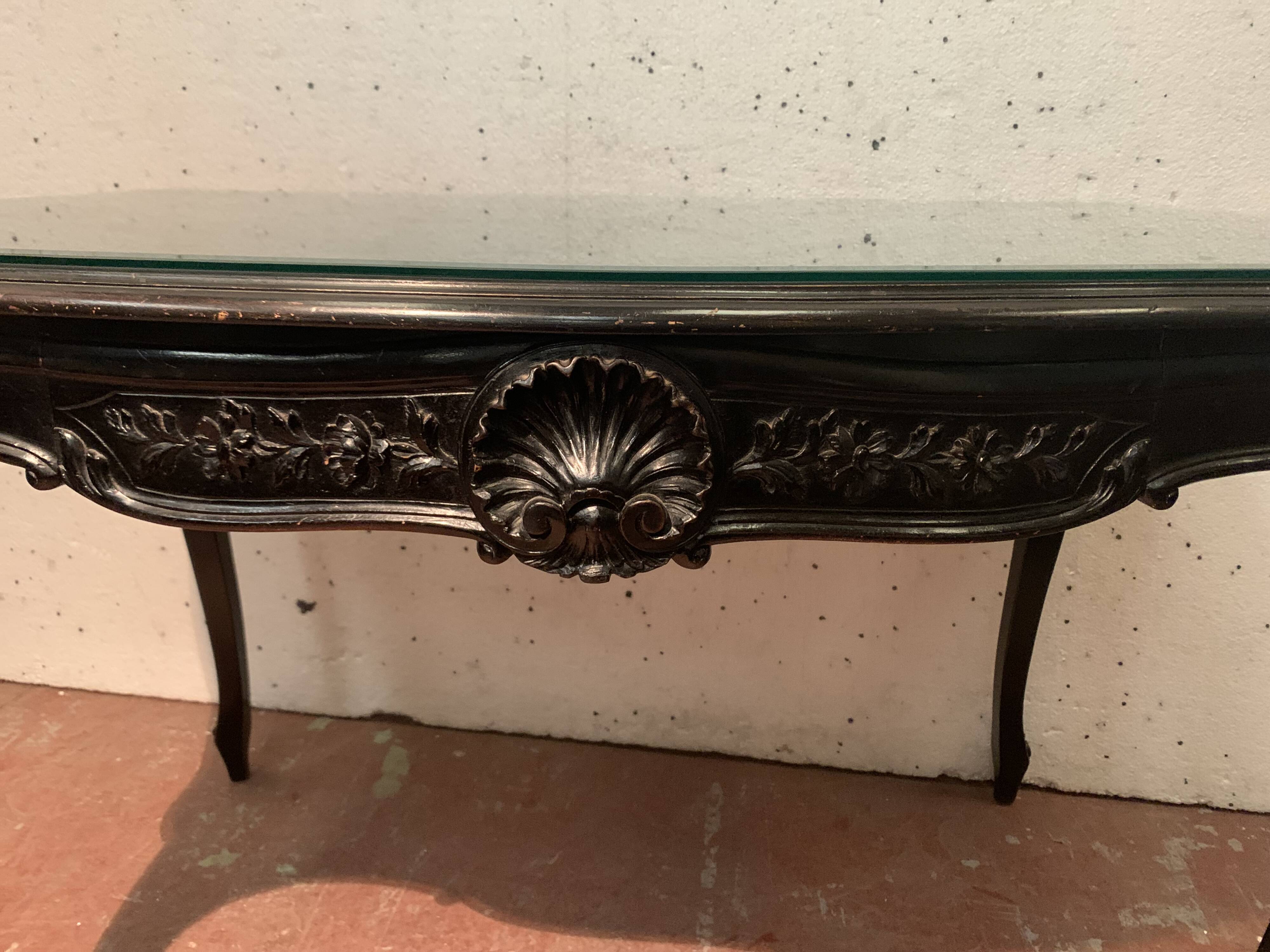 Louis XV style desk in black wood Napoleon III, XIX century