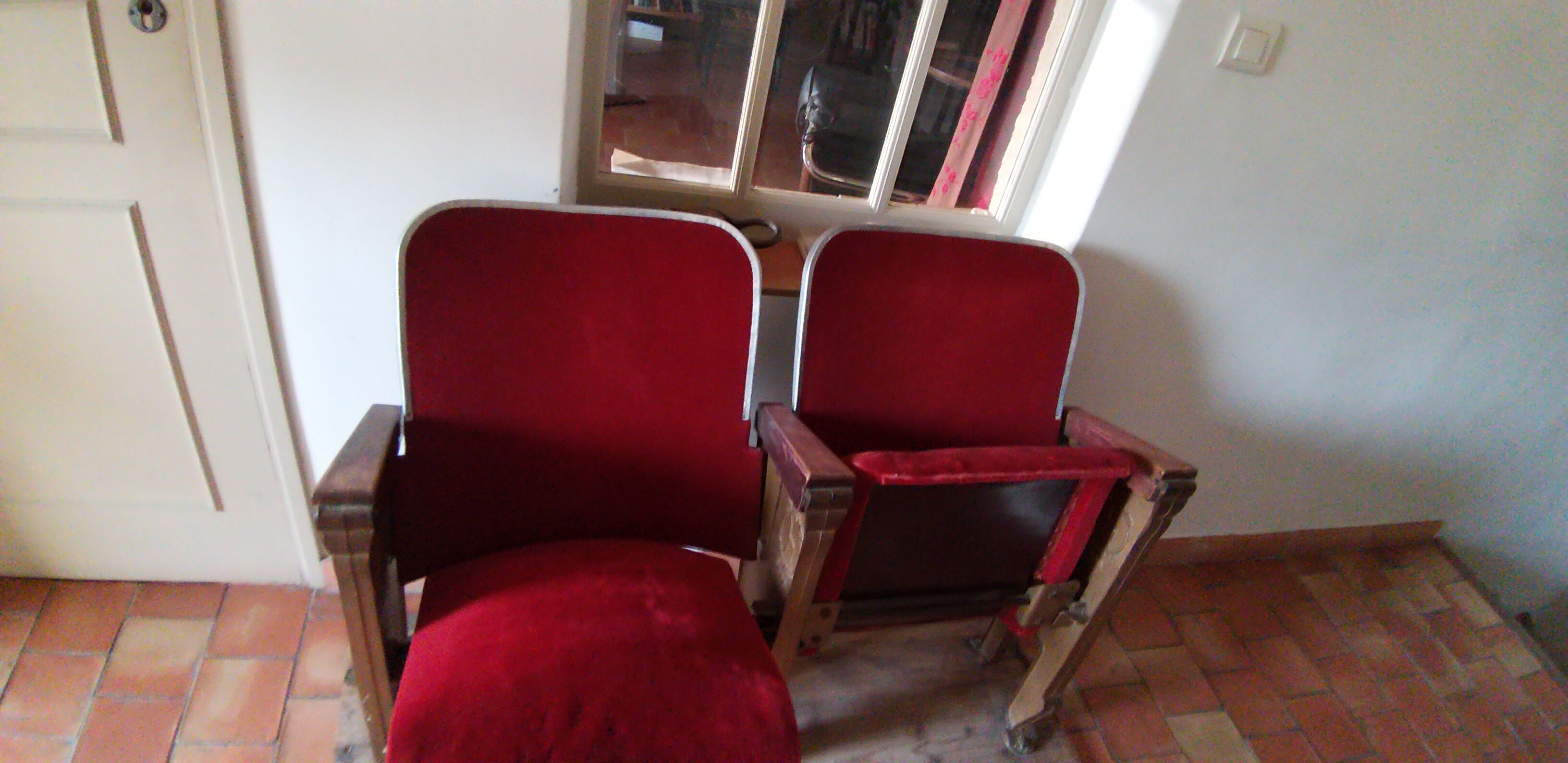 Pair of 1950s Fischel movie chairs