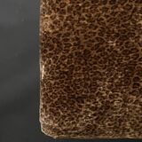 Designer bar stool in plexiglass, chrome & leopard velvet, Hollis 1970