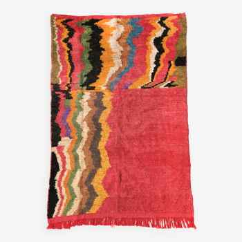 Tapis berbère marocain Boujaad neuf rouge et couleurs 2,30x1,42m