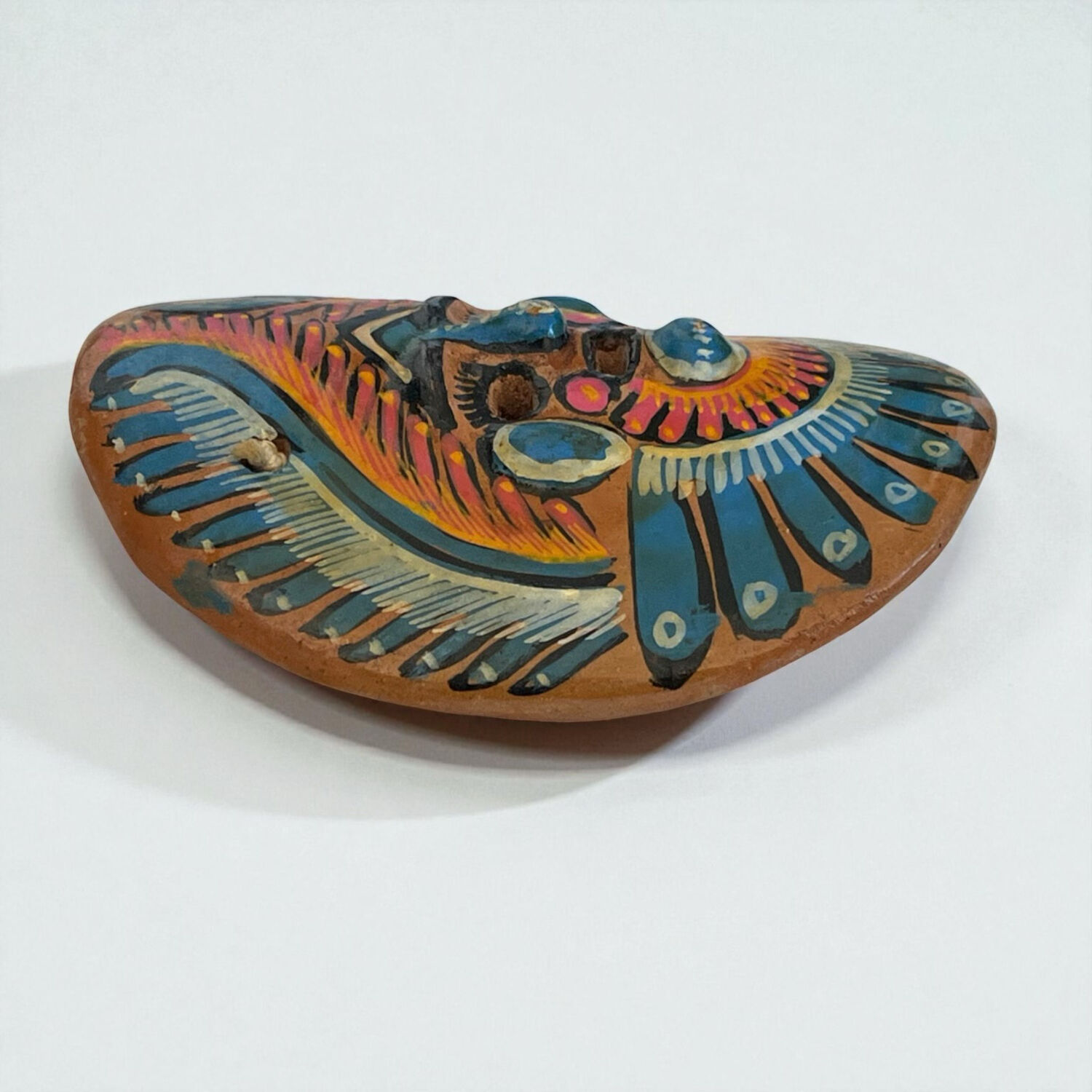 Mexican mask in colored terracotta, 1970s, Mexican