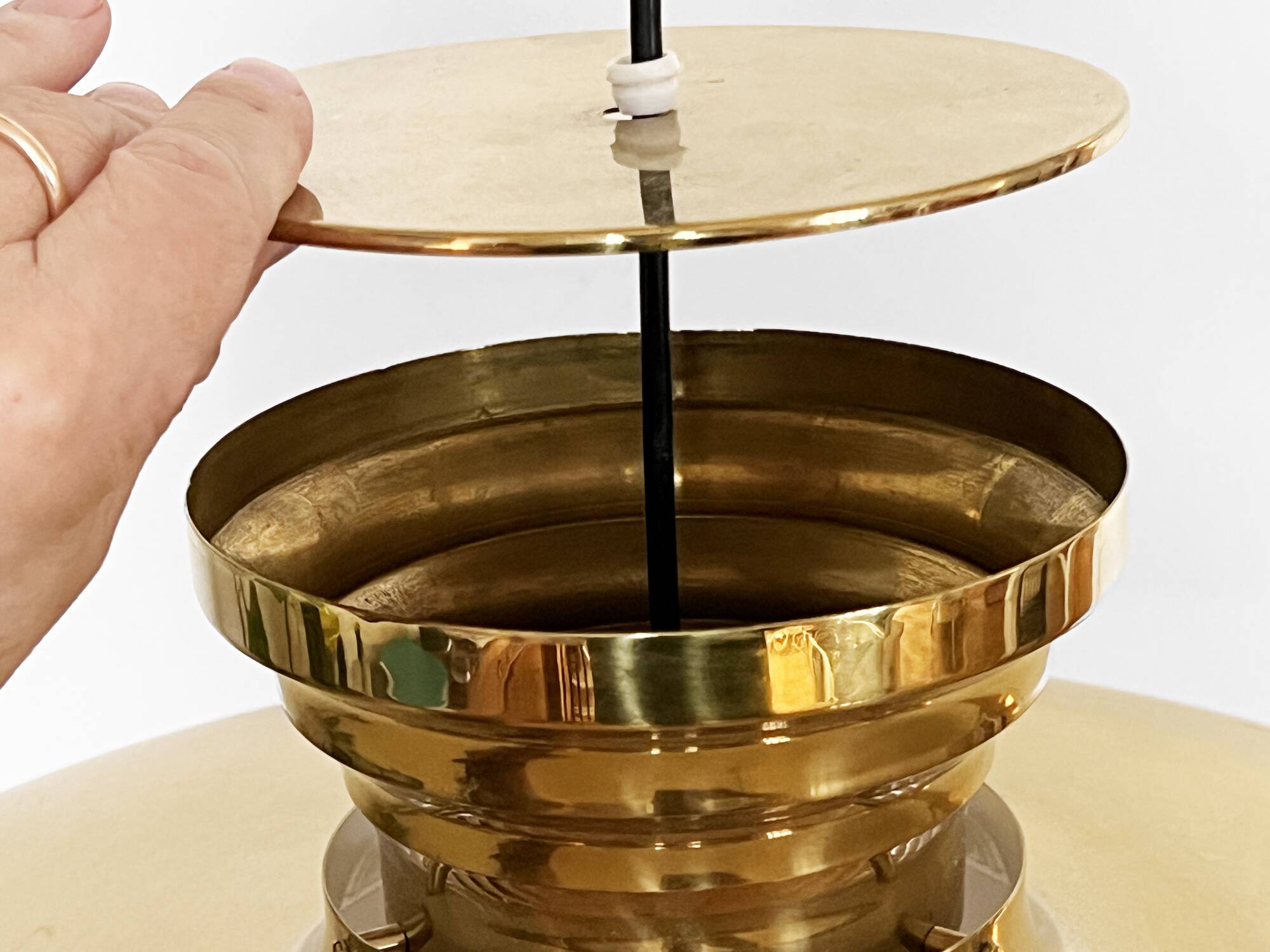 Large brass pendant light. Sweden 1960s