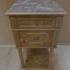 Late 19th century bedside table in painted maple burl, marble top