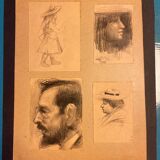 Tableau ancien, portraits , début XX siècle