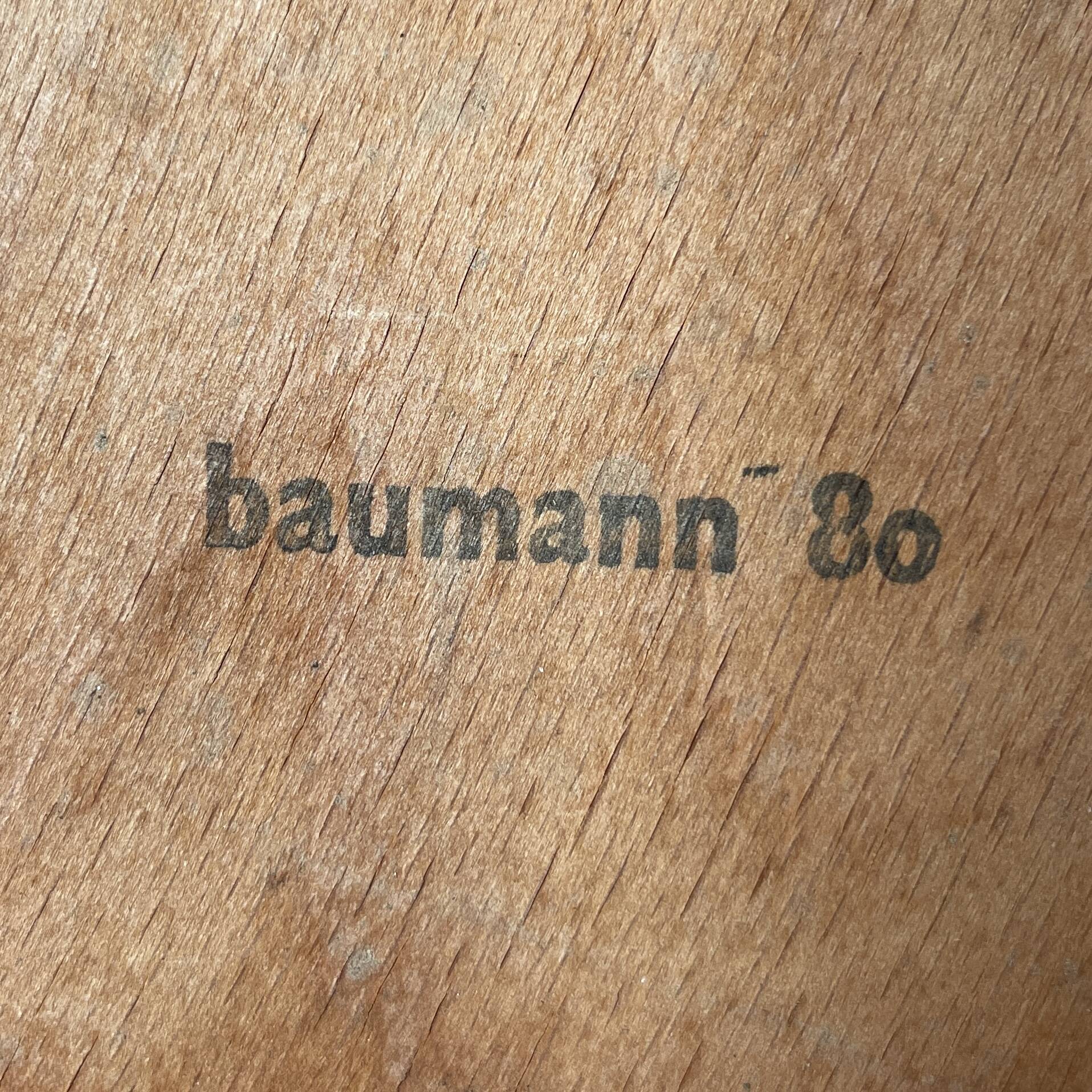 Set of 26 Baumann wooden bistro chairs from the 1950s France