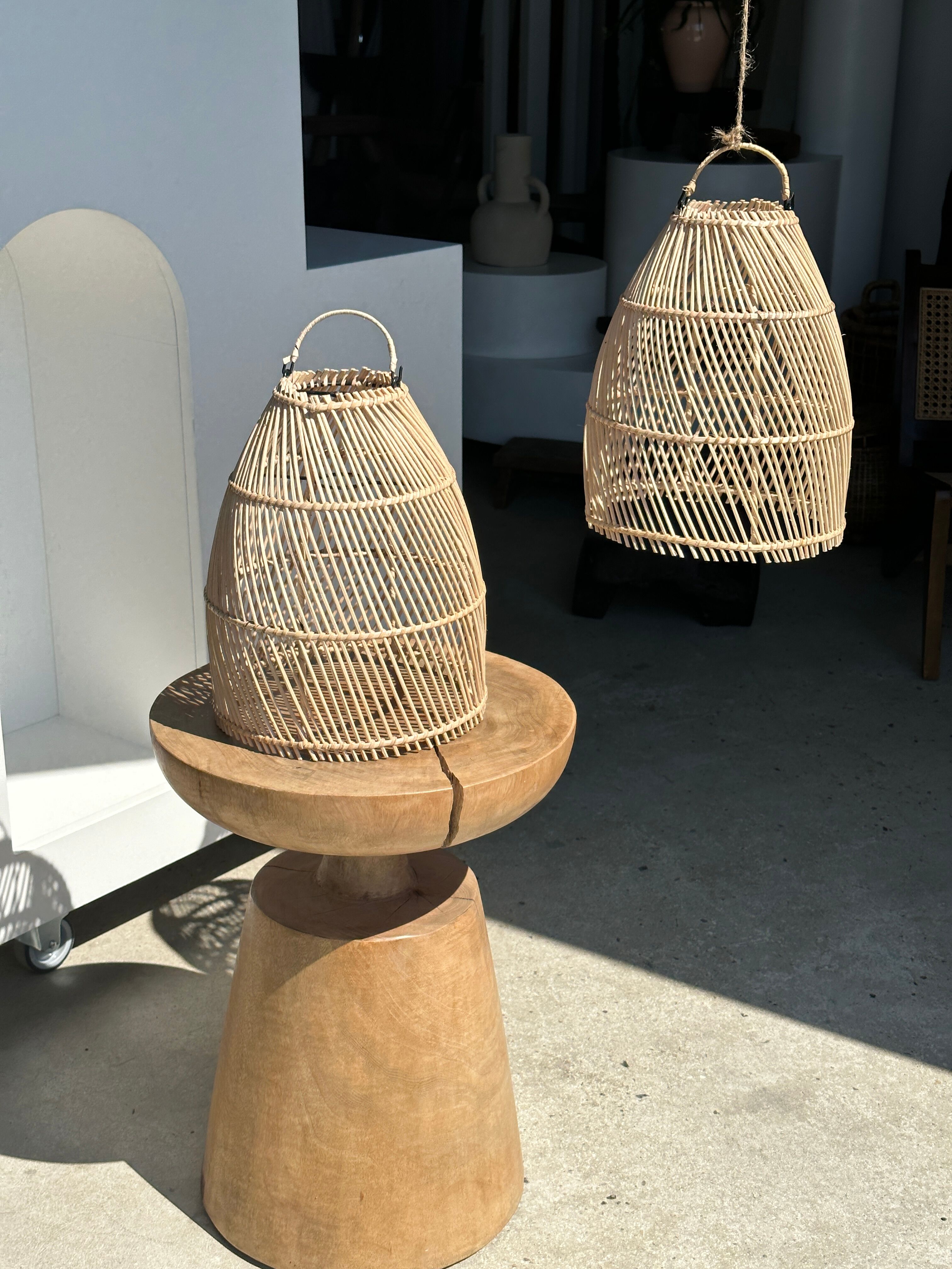 Suspension en rotin en forme de cloche d25 h28