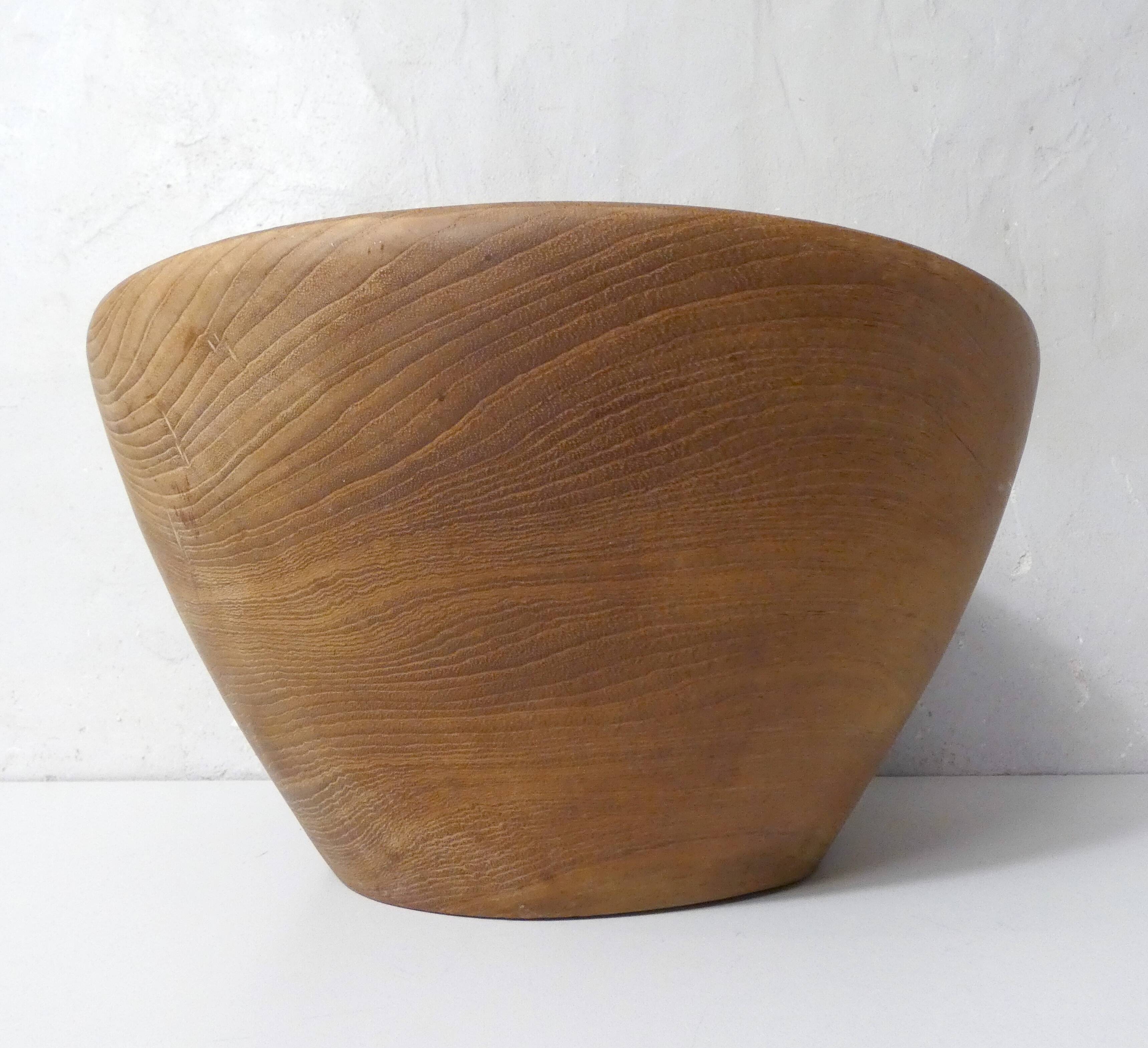 Large turned wooden salad bowl