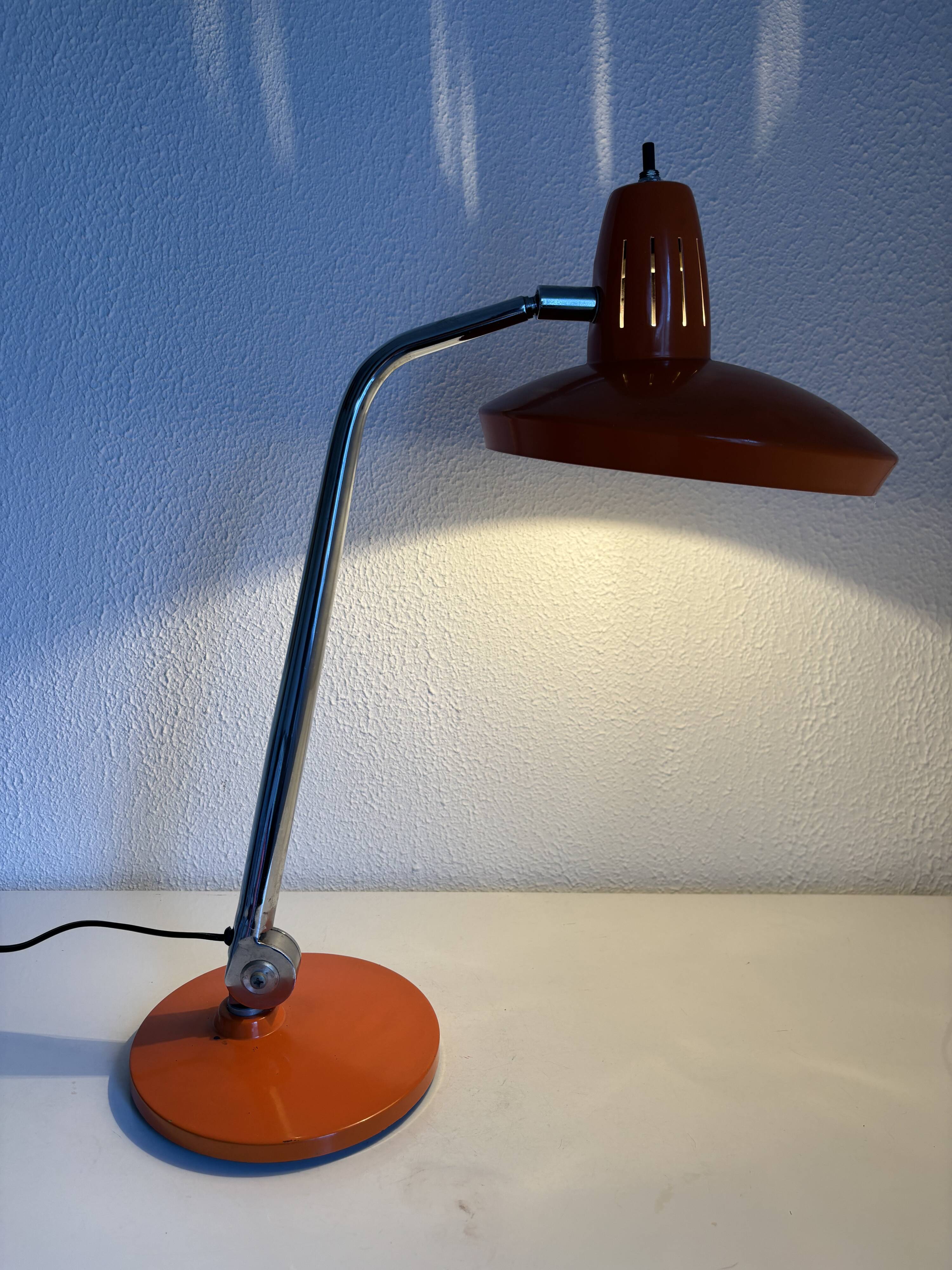 1960s vintage desk lamp Fase Faro Madrid orange - 52 cm