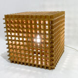 Mid-Century Modern Italian Wooden Cube Lamp, 1960s