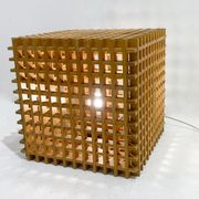Mid-Century Modern Italian Wooden Cube Lamp, 1960s