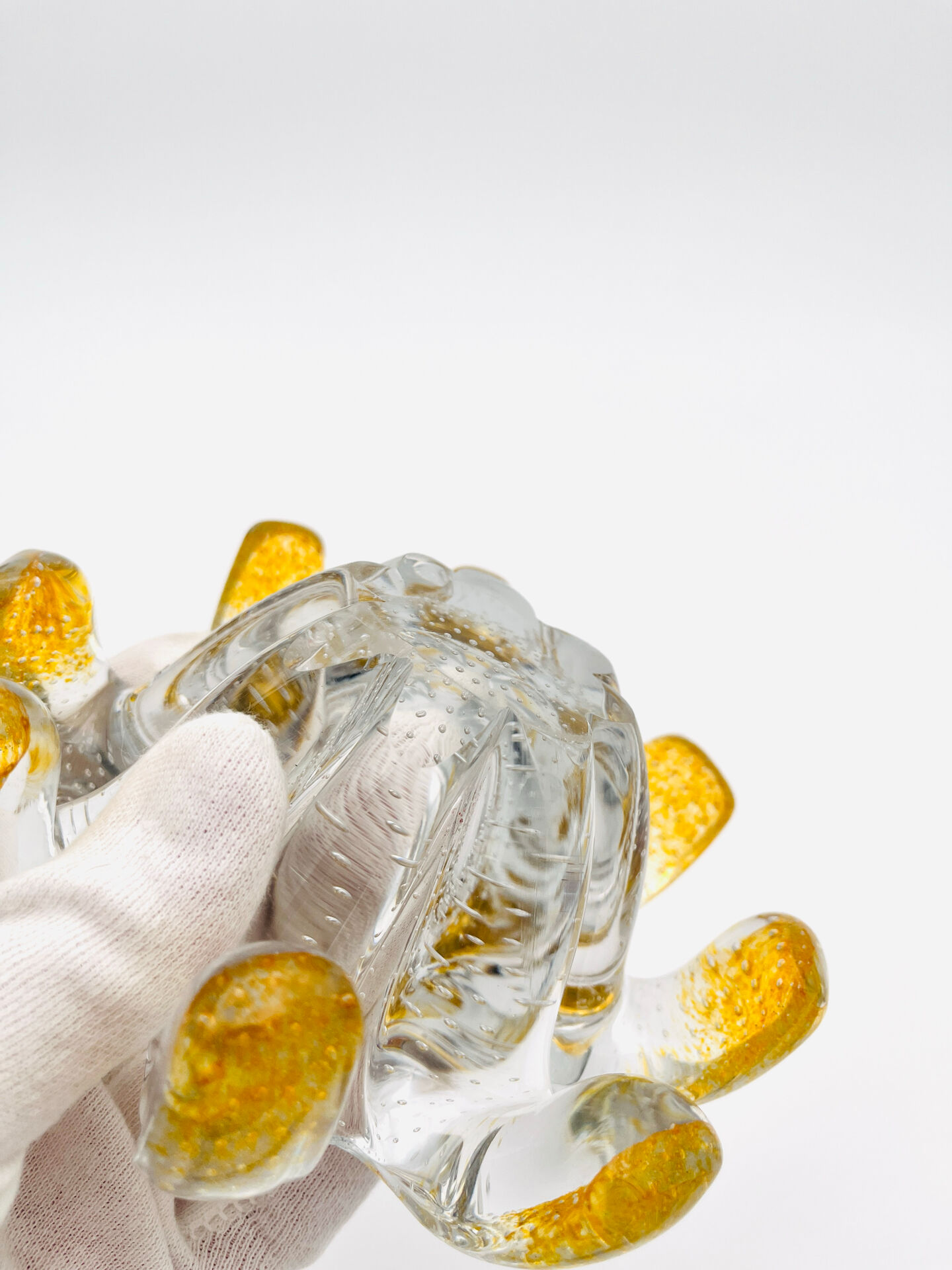 Murano Bowl Archimede Seguso Bullicante Crystal & Fritté Gold 1950