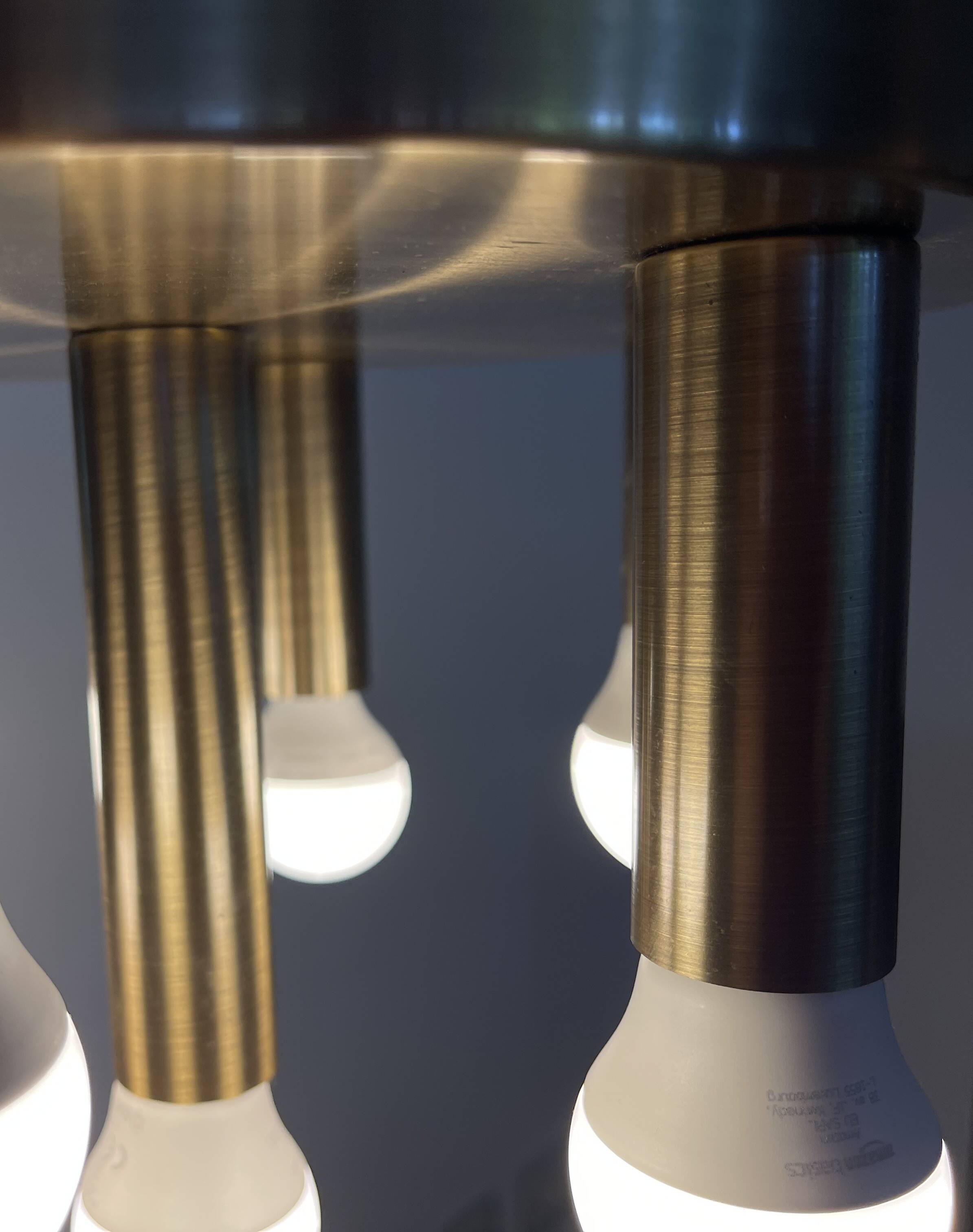 Mid-century ceiling light, brushed brass by Solken Leuchten, 7 lamps.