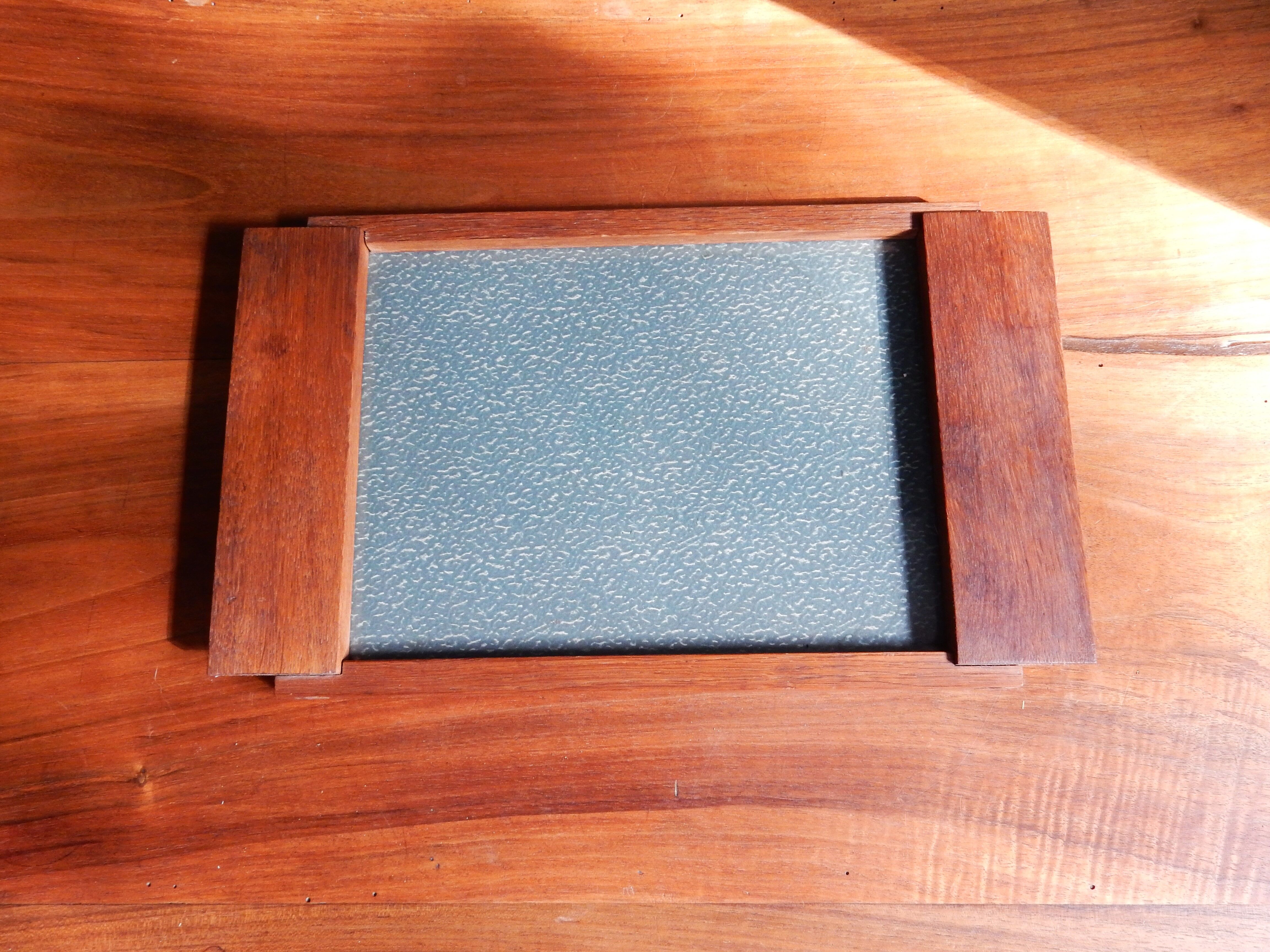 Art deco tray in wood and glass