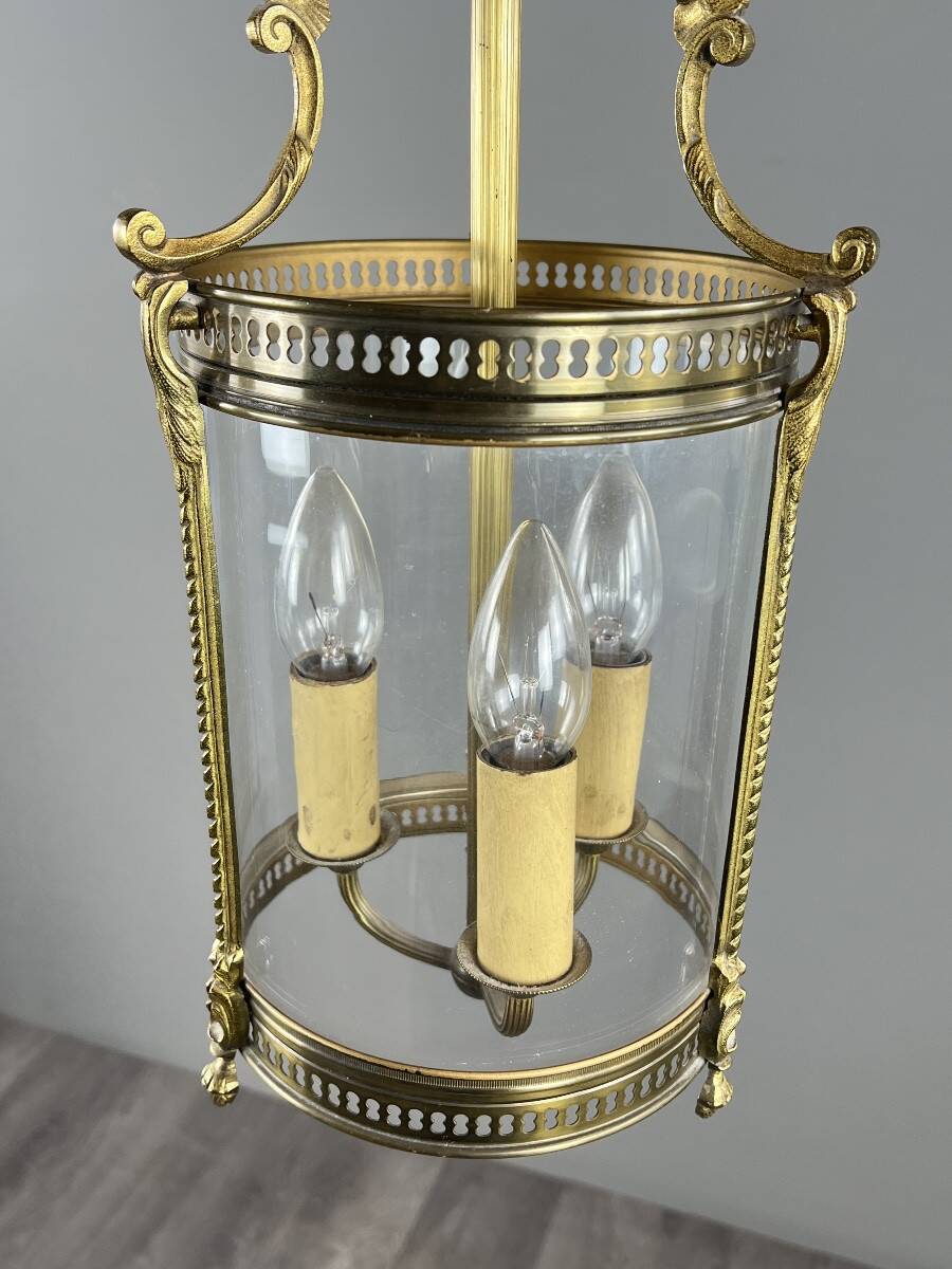 Louis XVI style lantern in bronze and glass, 20th century