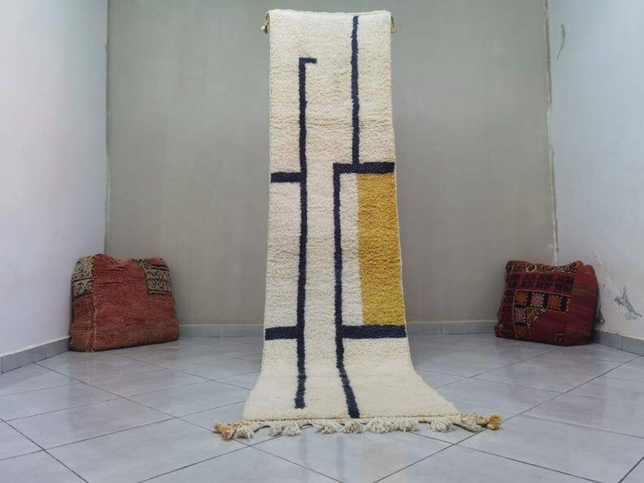 Tapis berbere de couloir fait main taille 75x300 cm
