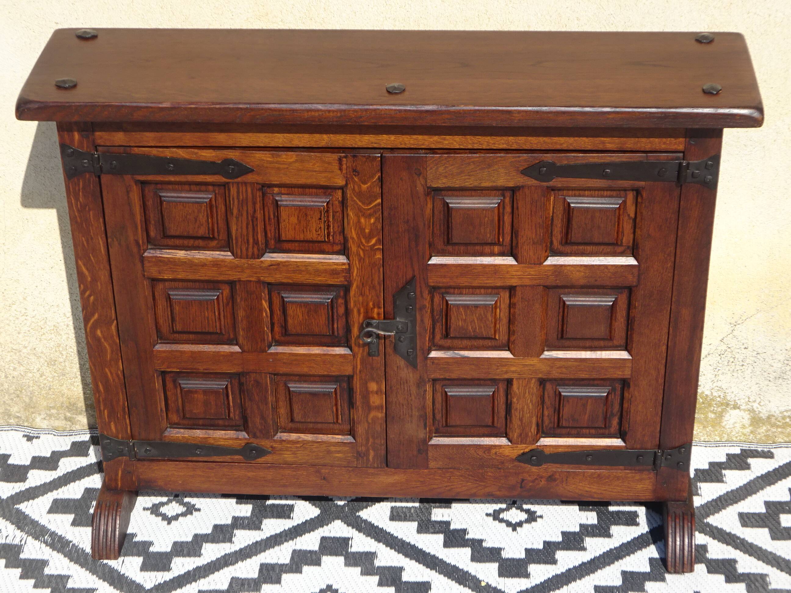 Shallow solid oak sideboard