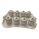 Porcelain tray and 8 matching cream pots. Antique