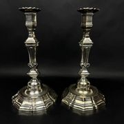 Pair of silver-plated bronze candlesticks, Auguste Monnier Veuve, 1911