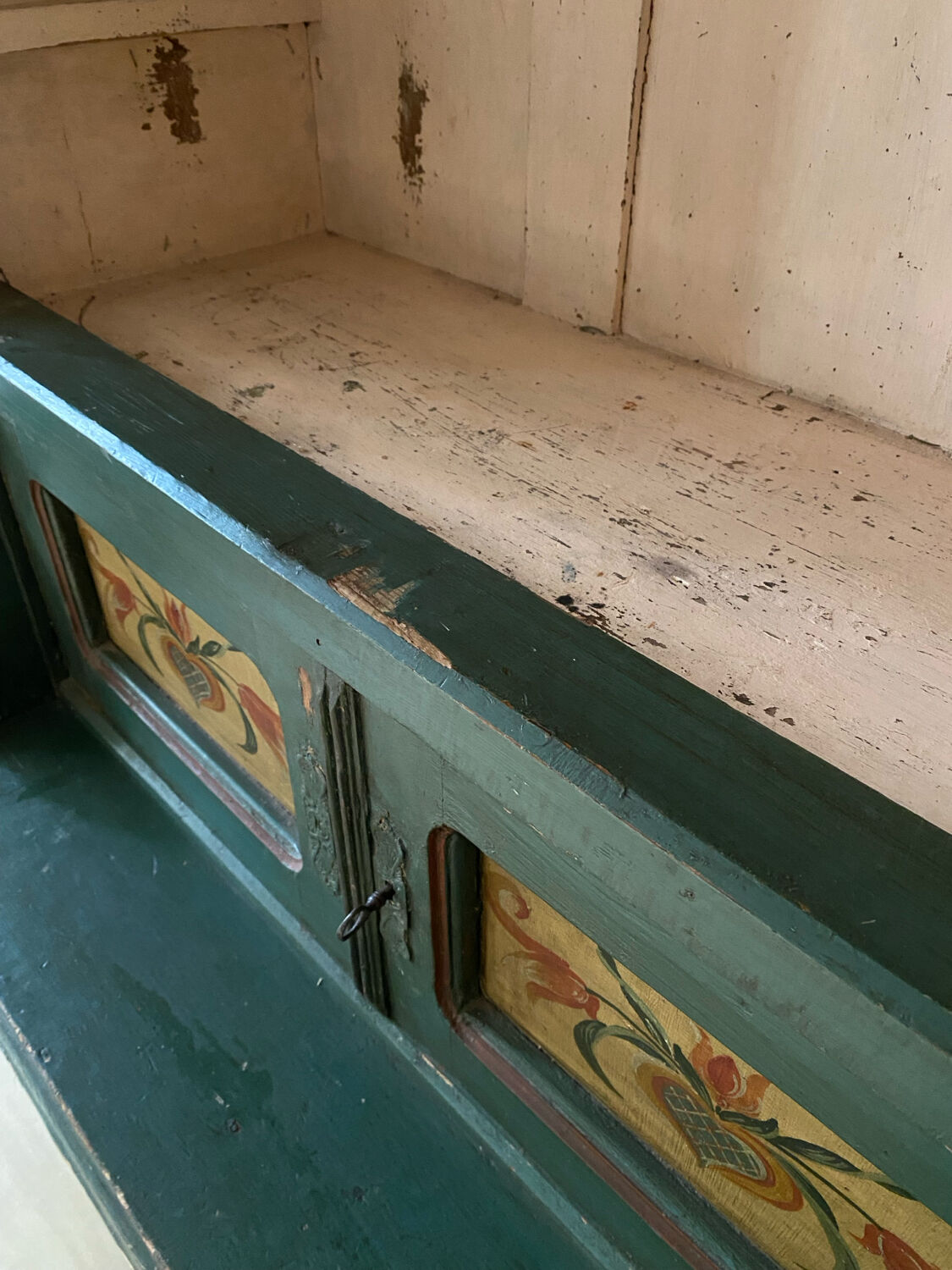 Antique polychrome Alsatian kitchen cupboard