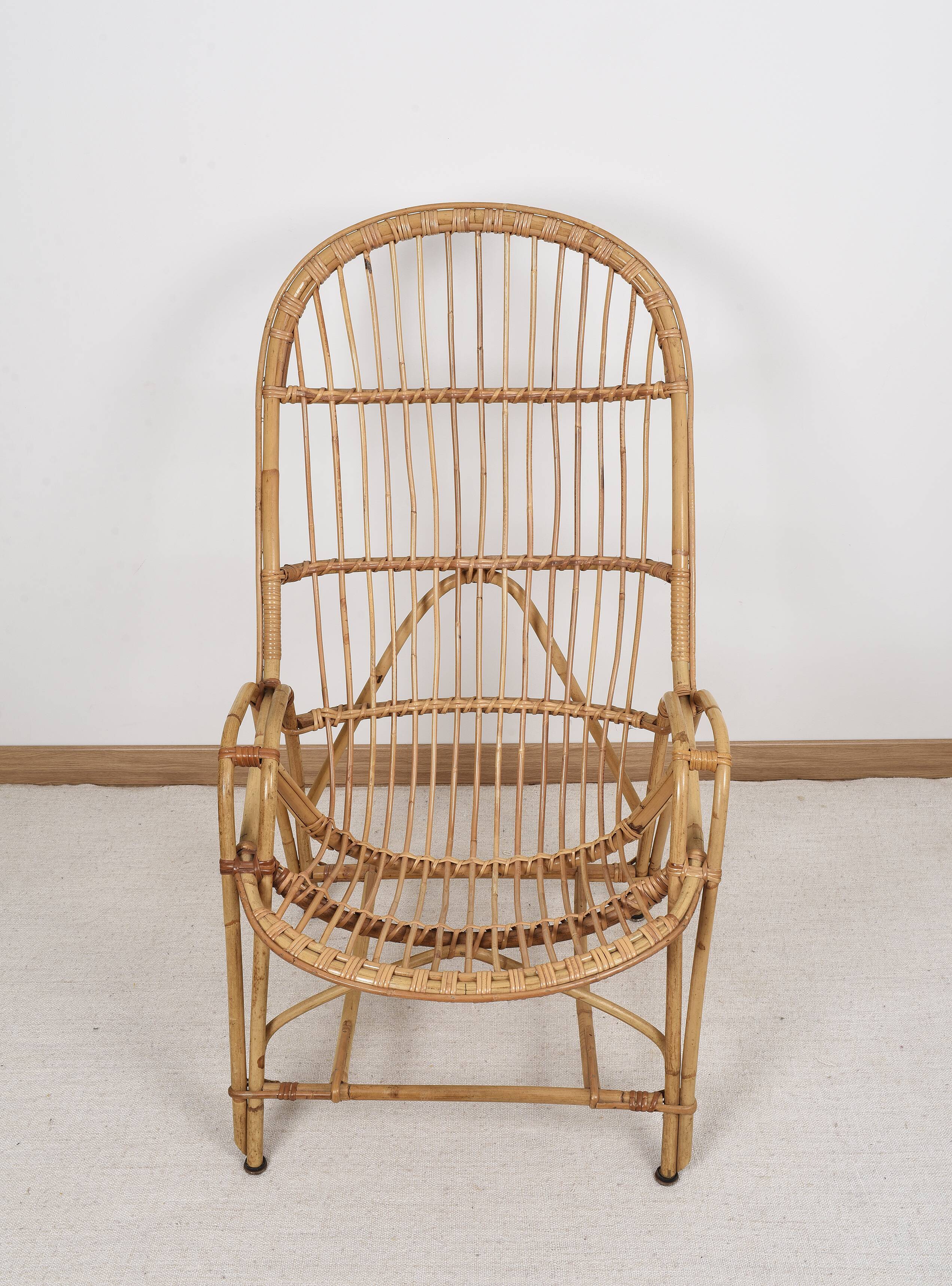 Antique, vintage rattan armchair