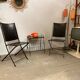 1950s vintage iron folding chairs and leather