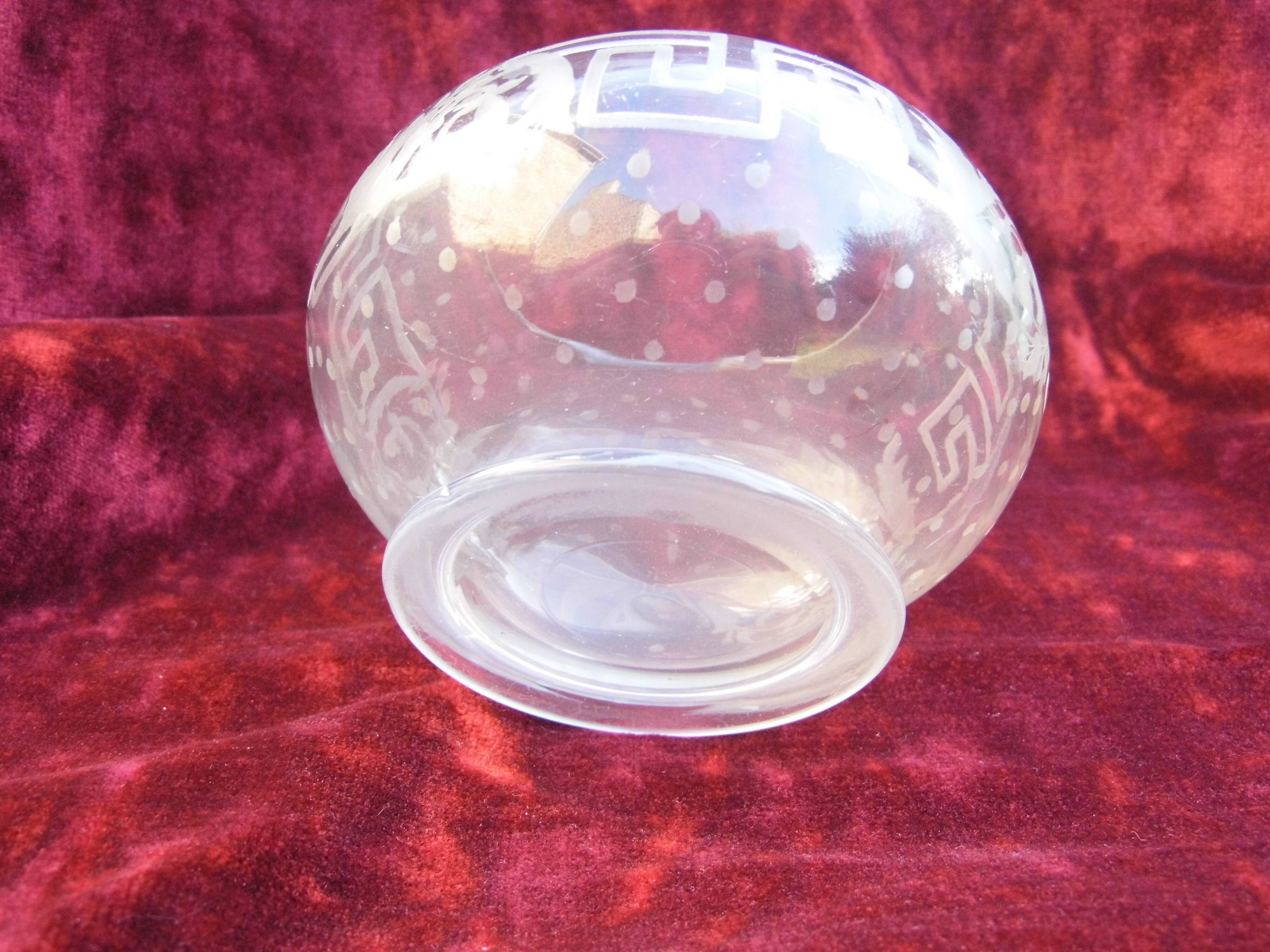 Crystal ball vase, engraved decoration, 19th century