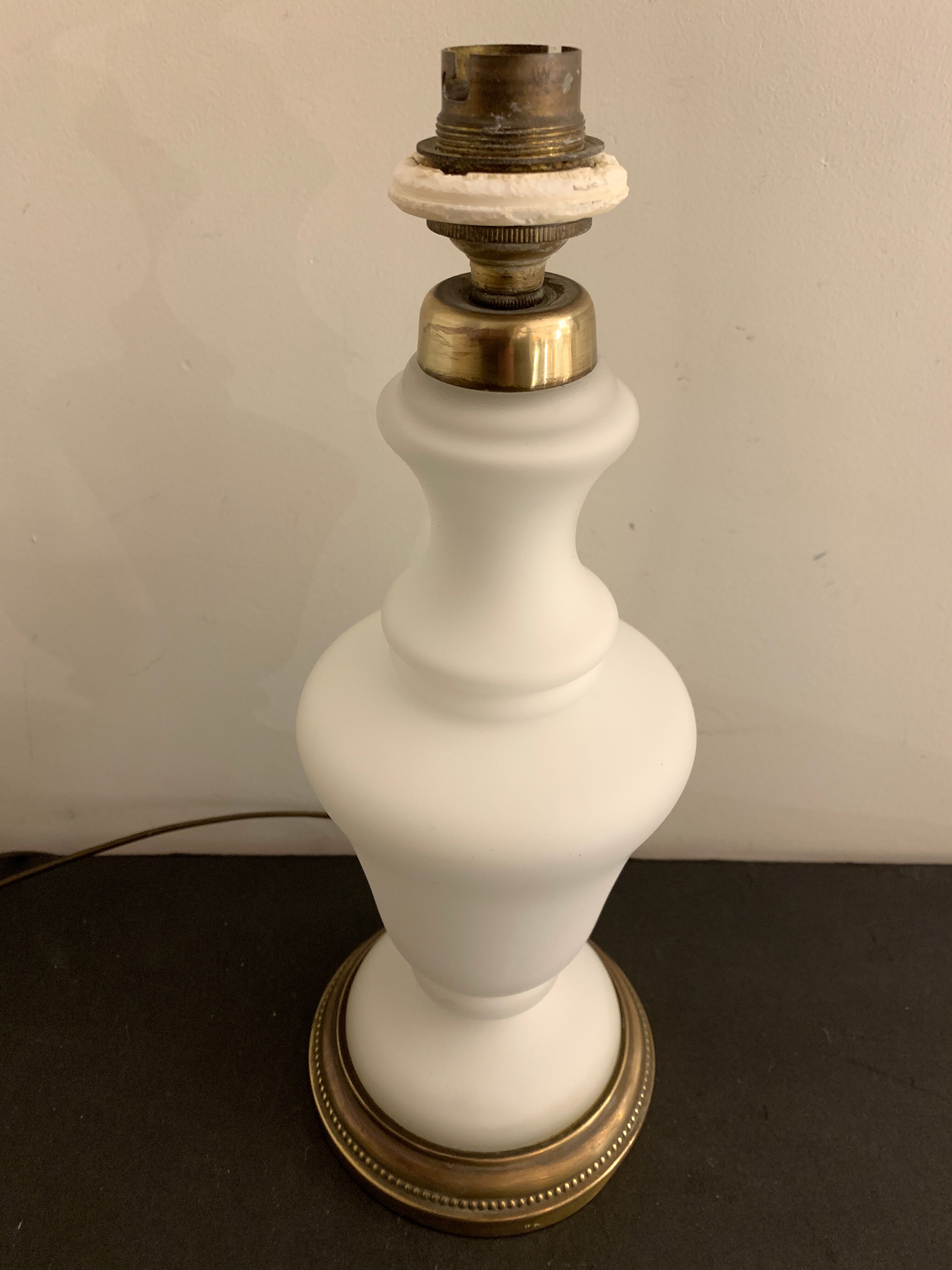 Lamp foot in Opaline de Sèvres and brass, 1950