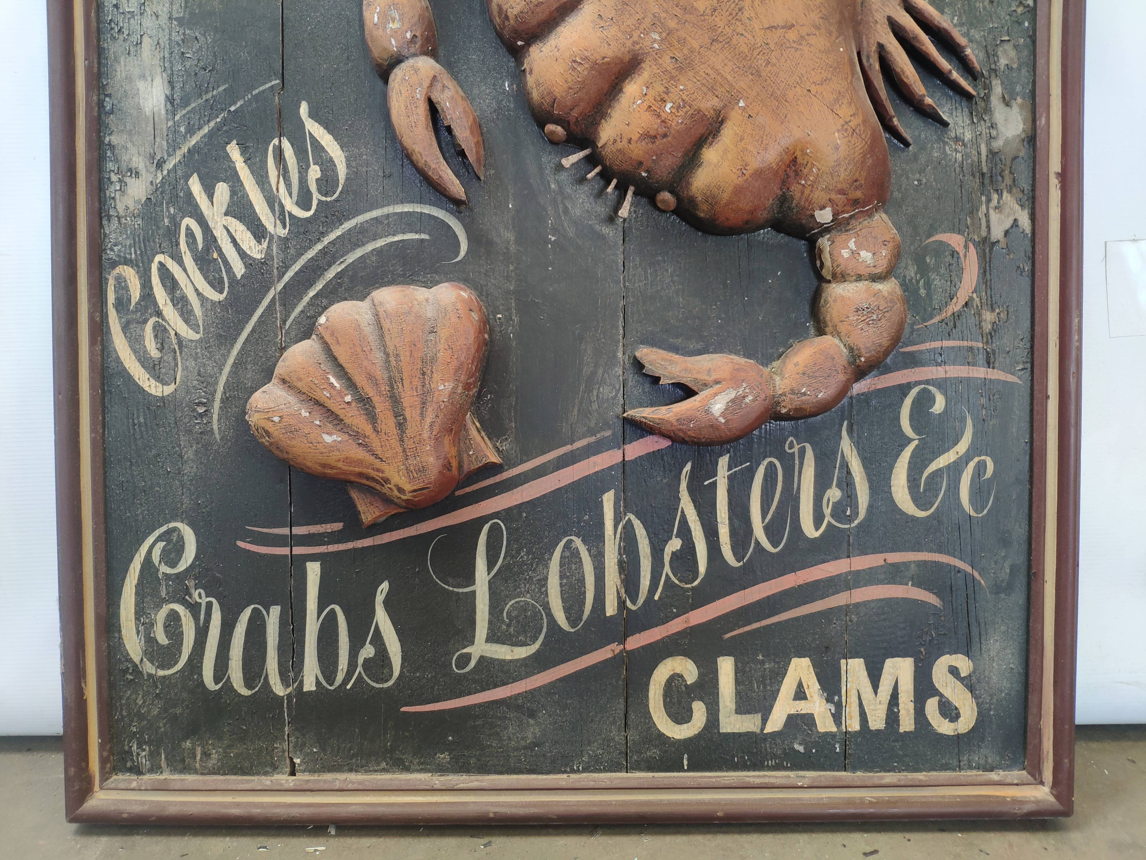 Former Seafood restaurant sign in rare relief