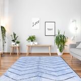 Tapis marocain moderne bleu art contemporain 200x300cm