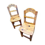 Set of 2 carved wooden chairs
