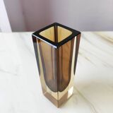 Amber Murano glass soliflore vase Sommerso 1970