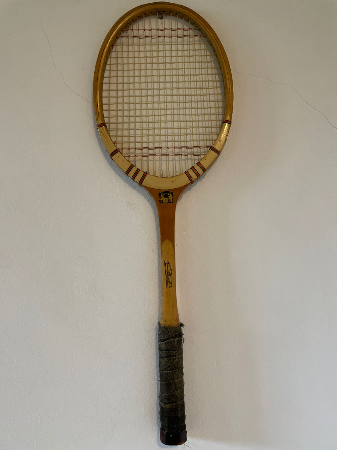 Vintage blond wood tennis racket