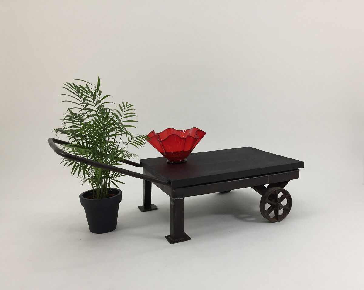 Industrial coffee table natural bog oak