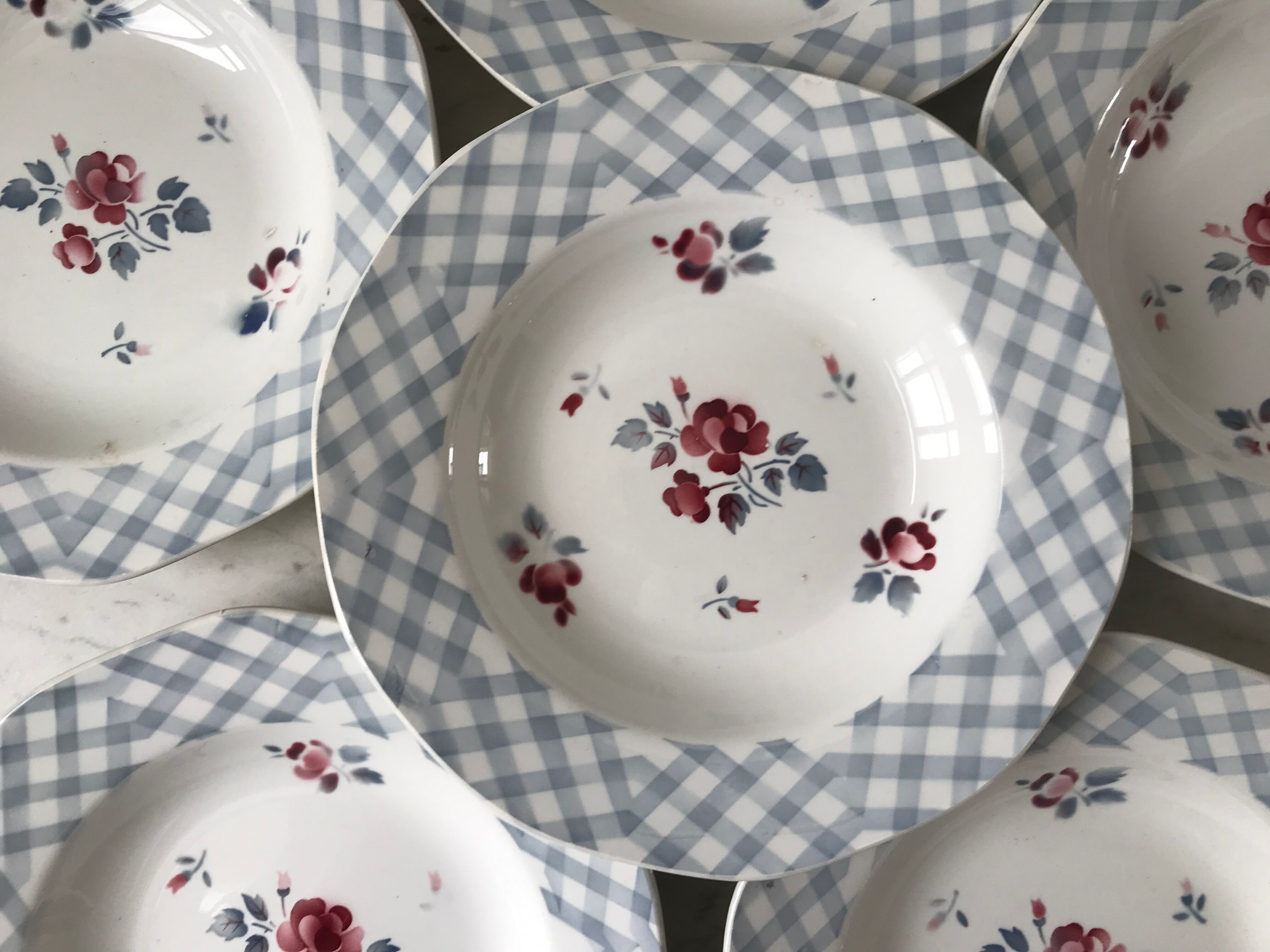 set of 6 hollow plates Digoin Sarreguemines model "Bastia" years 30-40