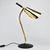 Rare desk and table lamp in brass and leather by Carl Aubock II #4280, Vienna, Austria.