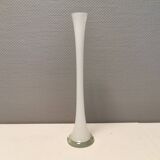 Tall, slim glass vase, in double layer glass (translucent and milky white)