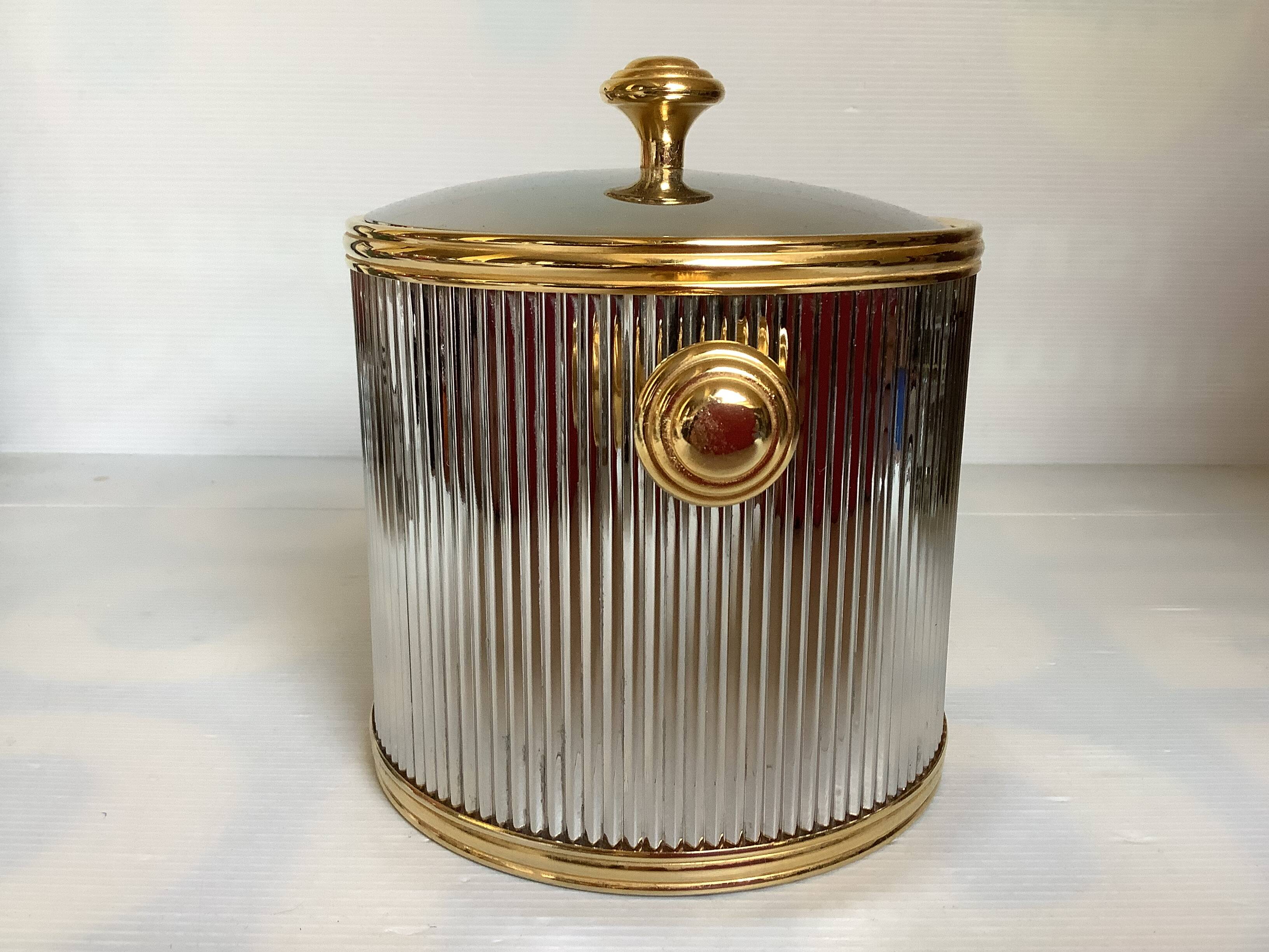 Silver and gold ice bucket Hollywood Regency
