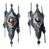 Tom Ahlstrom & Hans Ehrich - Pair Of Brutalist Sconces 1960s Metal And Glass