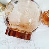 Salmon pink glass decanter