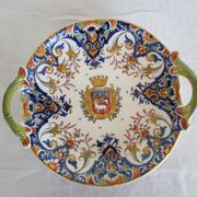 Petit plat avec anses en faience ,décor rouen