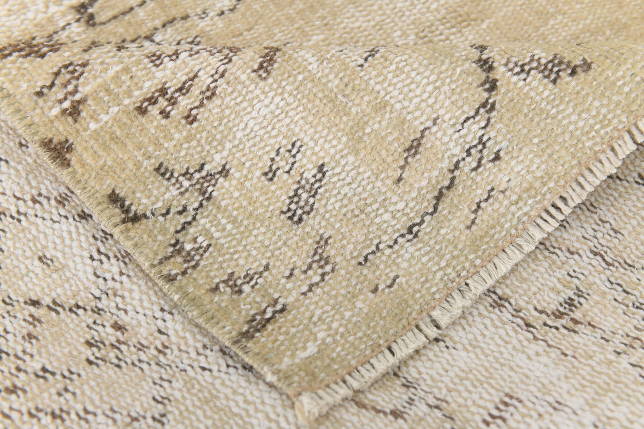 Vintage Cream & Brown Turkish Handmade Rug, 149x252Cm