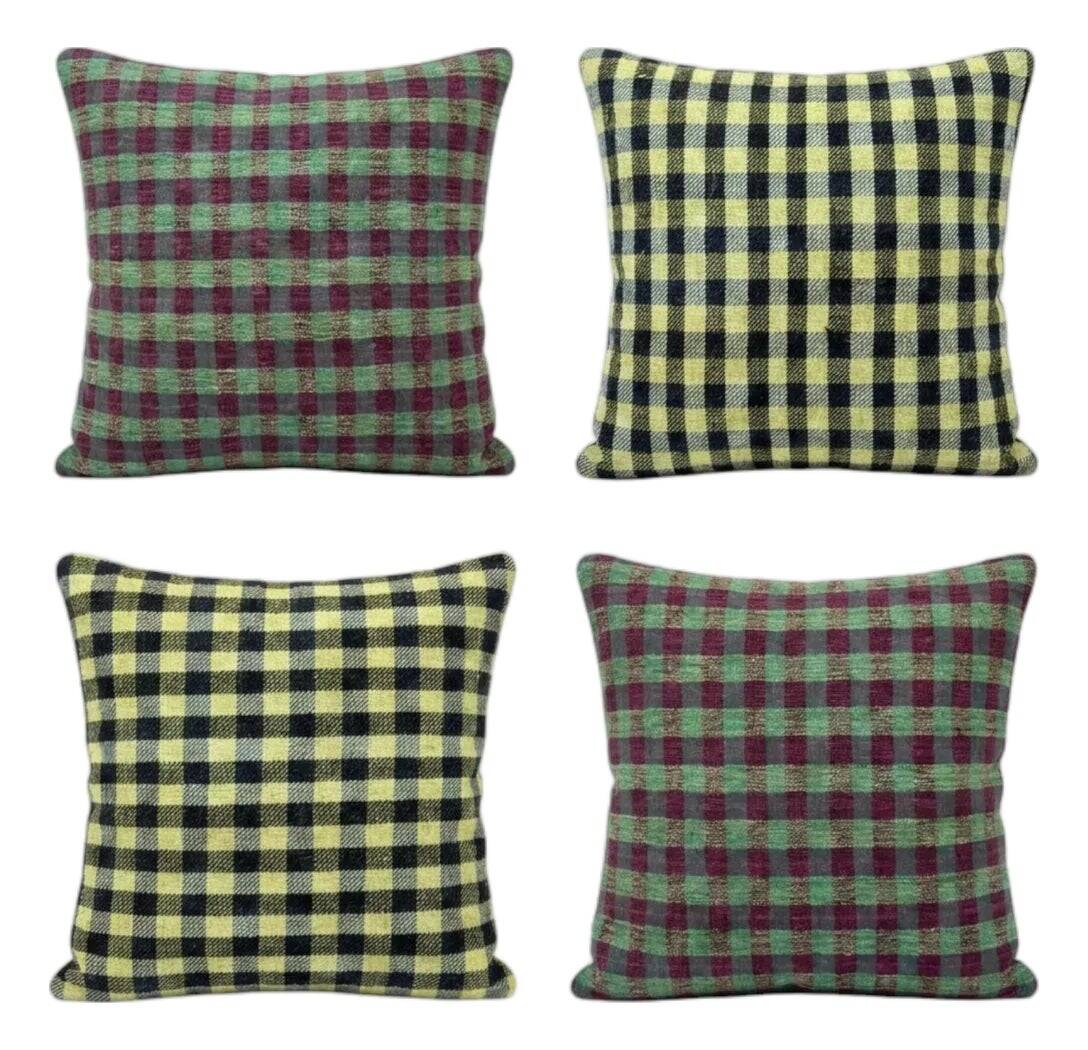 Set of 4 vintage kilim cushion covers 41x41 cm