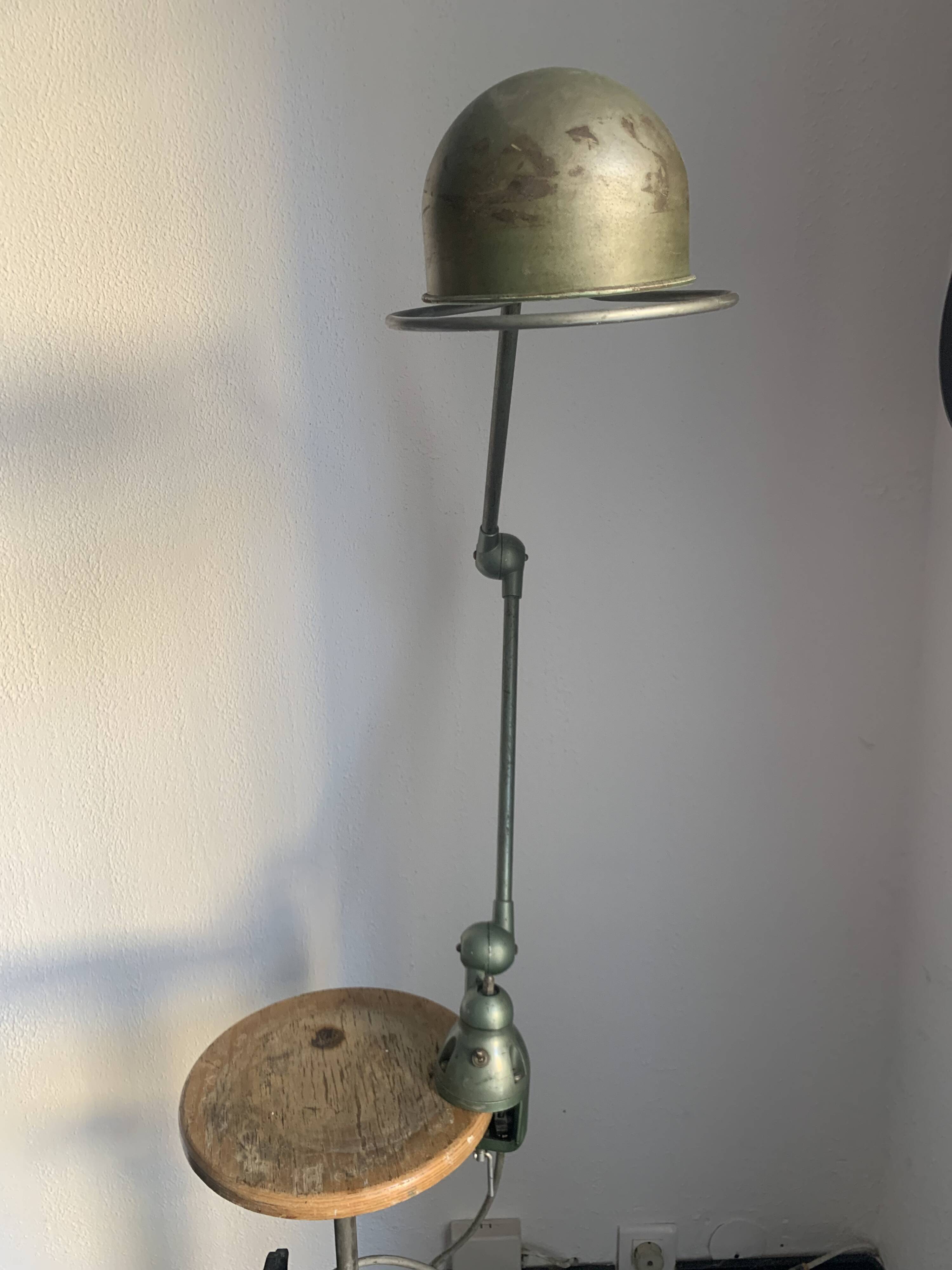 Vintage 1960s Jielde 2-arm green industrial lamp - 100 cm